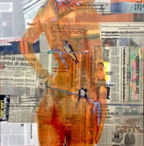 "Uma Andorinha Só...", Colagem/técnica mista, 80x80cm, 2015